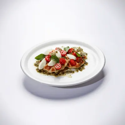 Waffle Caprese servido no Bistrô La Fleur